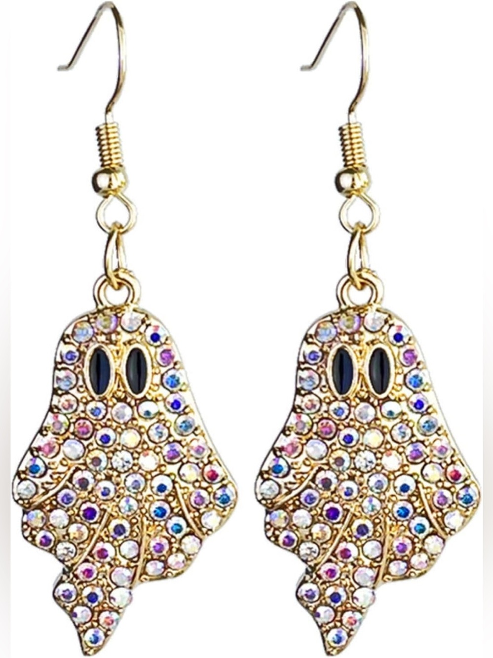 Gold-Tone Multicolor Crystal Ghost Dangle Earrings - Women Jewelry